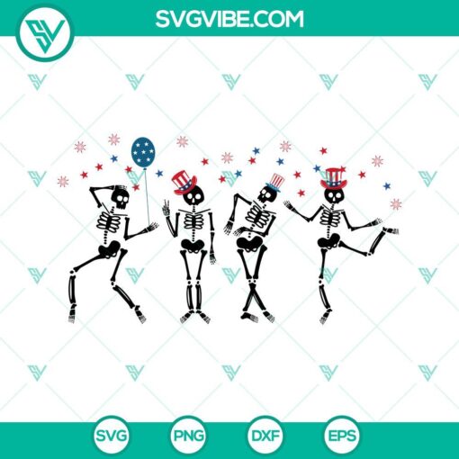 skeleton dancing 4th of july svg fireworks american svg independence day party svg png dxf eps files 2 mockup