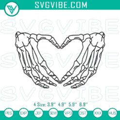 Skeleton Hand Heart Machine Embroidery Designs, Funny Halloween Skeleton Pattern