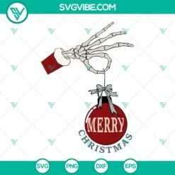 Christmas, SVG Files, Skeleton Hand Holding Ornament Merry Christmas SVG Files 2