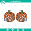 Skeleton hands holding pumpkins SVG files, featuring funny pumpkin Halloween designs for crafts and decorations.