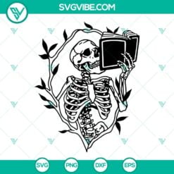 Skeleton, SVG Files, Skeleton Holding Book SVG Image, Funny Book Lovers SVG 8