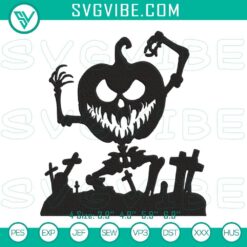 Spooky skeleton pumpkin head embroidery designs for Halloween decoration with pumpkin pattern.