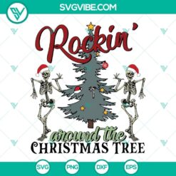 Skeleton Rockin&rsquo; Around The Christmas Tree SVG File, Skeleton Dancing