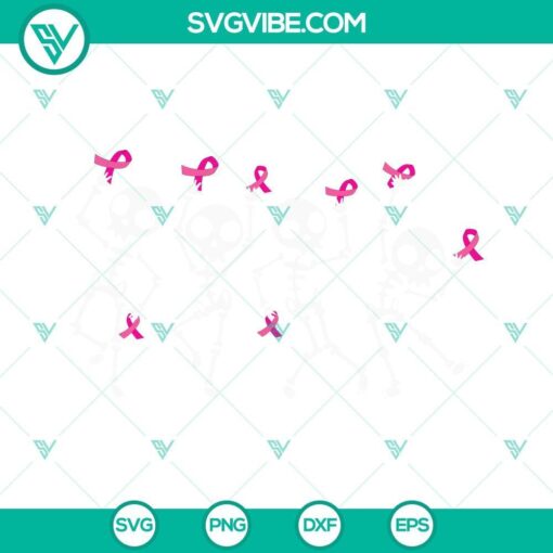 skeletons breast cancer awareness svg pink ribbon dancing skeletons svg png dxf eps files 1 mockup