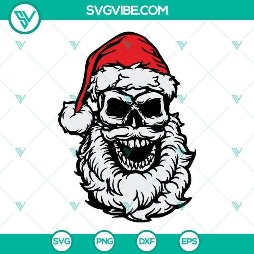 skull santa claus svg skeleton funny gothic christmas horror svg dxf eps png cricut silhouette vector clipart 2 mockup