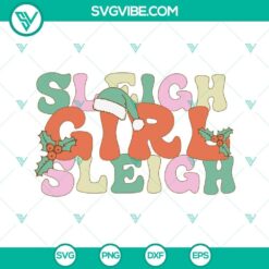 Sleigh Girl Sleigh SVG File, Girl Christmas SVG Image, Groovy Christmas SVG Image