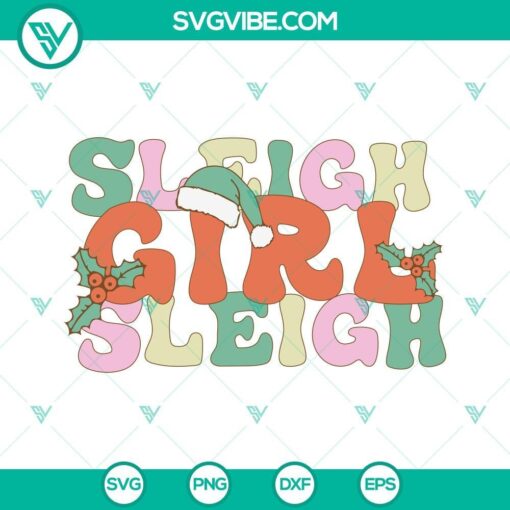 sleigh girl sleigh svg girl christmas svg groovy christmas svg 3 mockup