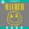 Smile Face Mayhem SVG file with Mayhem Black Metal Band design for PNG EPS DXF file. Bold, intricate design for metal music fans.
