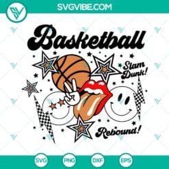 Basketball, Sports, SVG Files, Smiley Basketball SVG File, Slam Dunk SVG File, 16