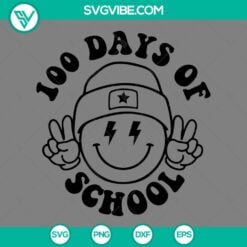 School, SVG Files, Smiley Face 100 Days Of School SVG Images PNG EPS DXF Files 2