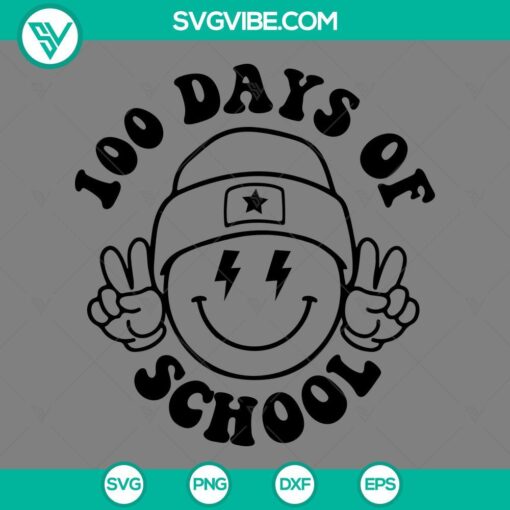 smiley face 100 days of school svg png eps dxf files mockup