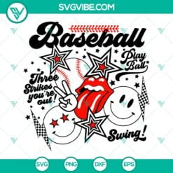 Baseball, Sports, SVG Files, Smiley Face Baseball SVG Image, Play Ball SVG 5