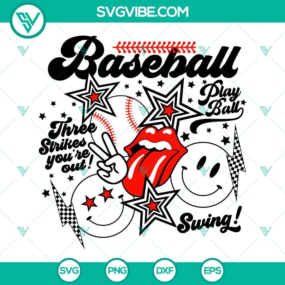 Baseball, Sports, SVG Files, Smiley Face Baseball SVG Image, Play Ball SVG 1