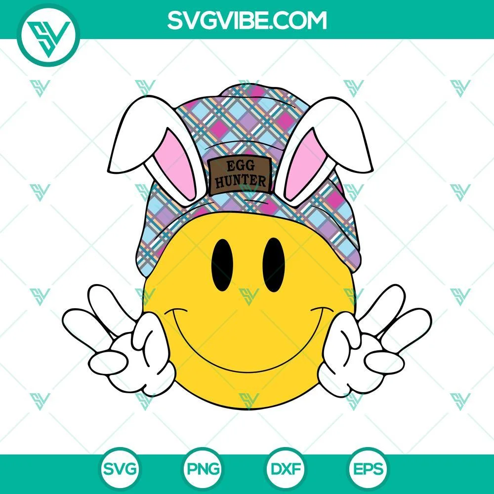 Easter, SVG Files, Smiley Face Beanie Easter SVG Files Bundle, Egg Hunter SVG 1