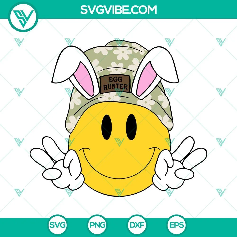 Easter, SVG Files, Smiley Face Beanie Easter SVG Files Bundle, Egg Hunter SVG 2