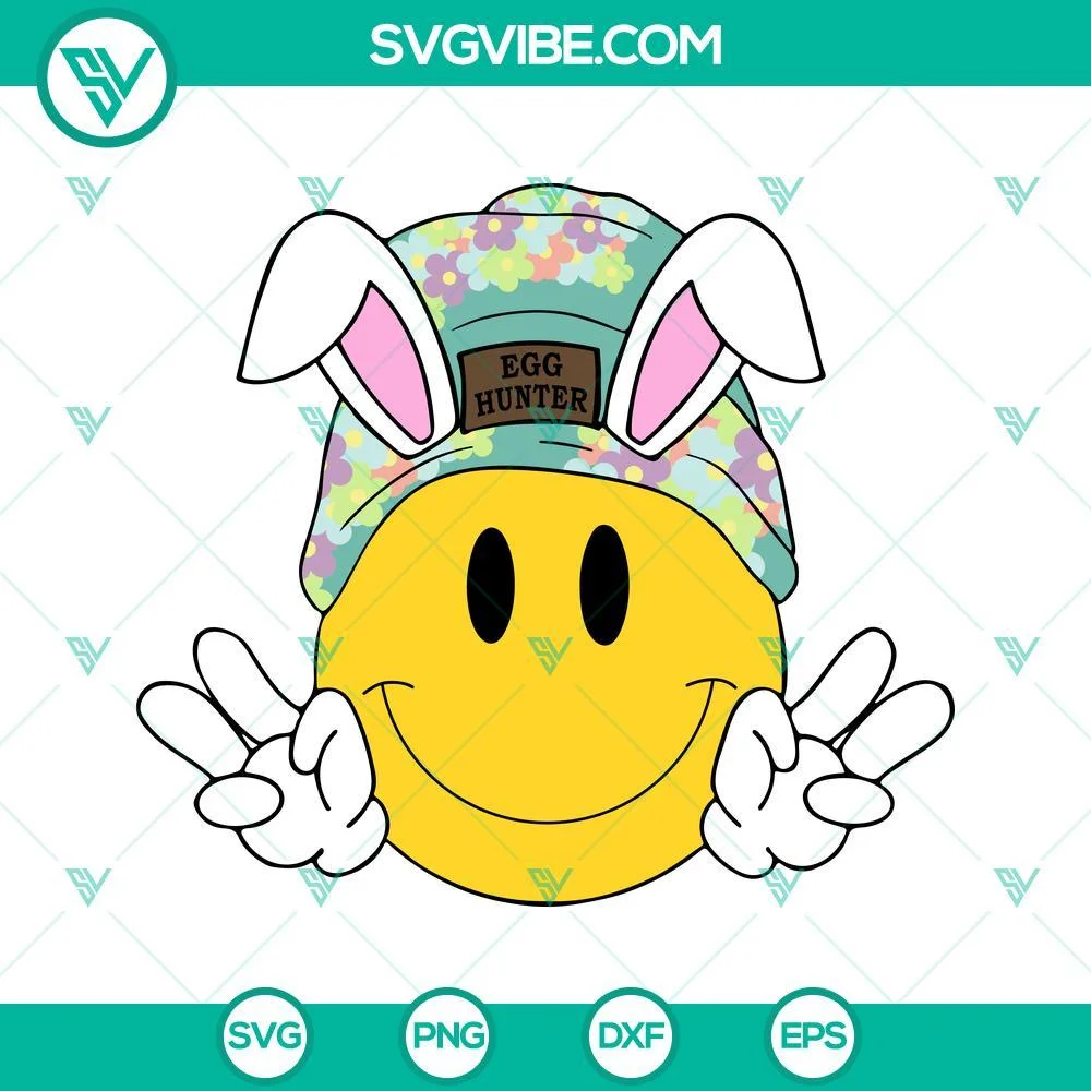 Easter, SVG Files, Smiley Face Beanie Easter SVG Files Bundle, Egg Hunter SVG 4