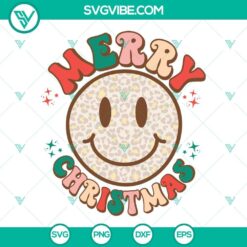 Smiley Face Merry Christmas SVG Image PNG DXF EPS Cut Files