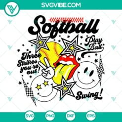 Softball, Sports, SVG Files, Smiley Face Softball SVG Image, Play Ball Softball 2