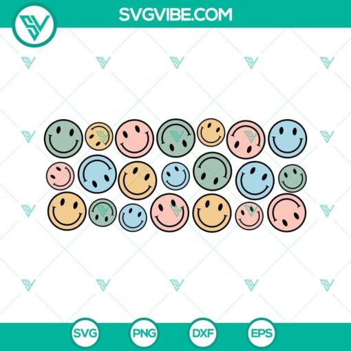 smiley faces 16oz libbey can glass wrap svg emoji svg trendy svg happy face cup wrap svg png dxf eps 1 mockup