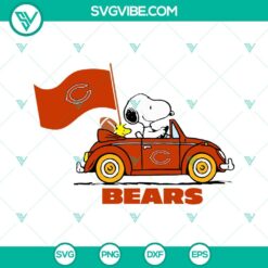 Cartoons, Football, Sports, SVG Files, Snoopy Car Chicago Bears SVG Files PNG 2