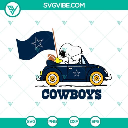 snoopy car dallas cowboys svg png dxf eps cut files 2 mockup