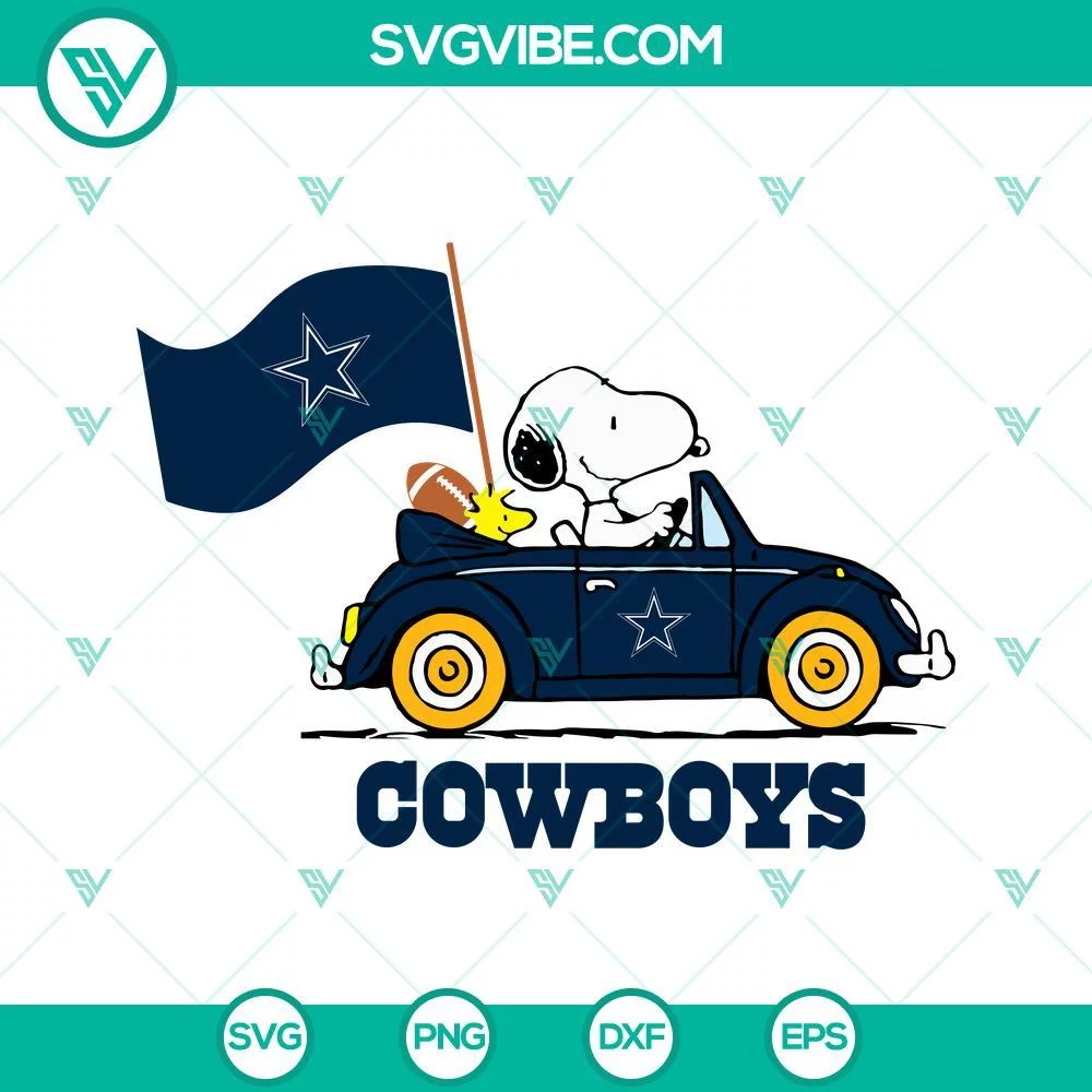 Cartoons, Football, Sports, SVG Files, Snoopy Car Dallas Cowboys SVG Images PNG 1