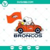 Snoopy car Denver Broncos themed cut files in SVG, PNG, DXF, and EPS formats for crafting projects.