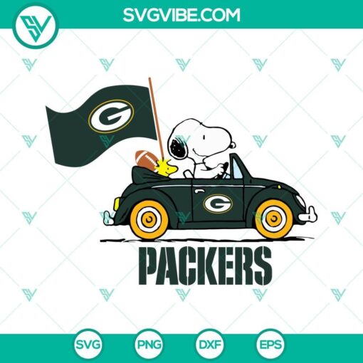 snoopy car green bay packers svg png dxf eps cut files 8 mockup