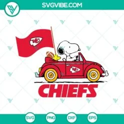 Cartoons, Football, Sports, SVG Files, Snoopy Car Kansas City Chiefs SVG File 2