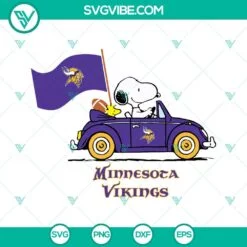 Cartoons, Football, Sports, SVG Files, Snoopy Car Minnesota Vikings SVG Files 2