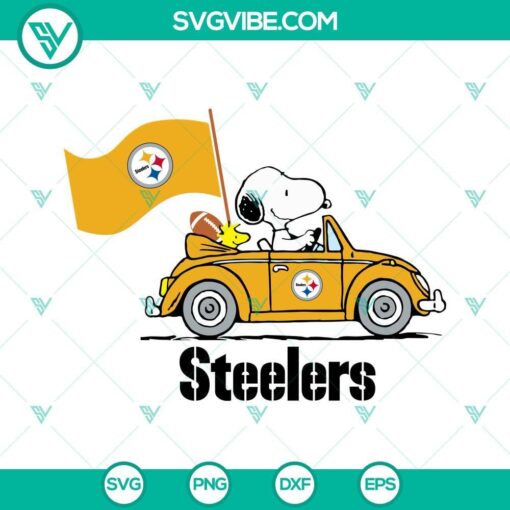 snoopy car pittsburgh steelers football svg png dxf eps cut files 2 mockup