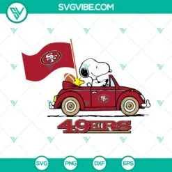 Cartoons, Football, Sports, SVG Files, Snoopy Car San Francisco 49ers SVG 2