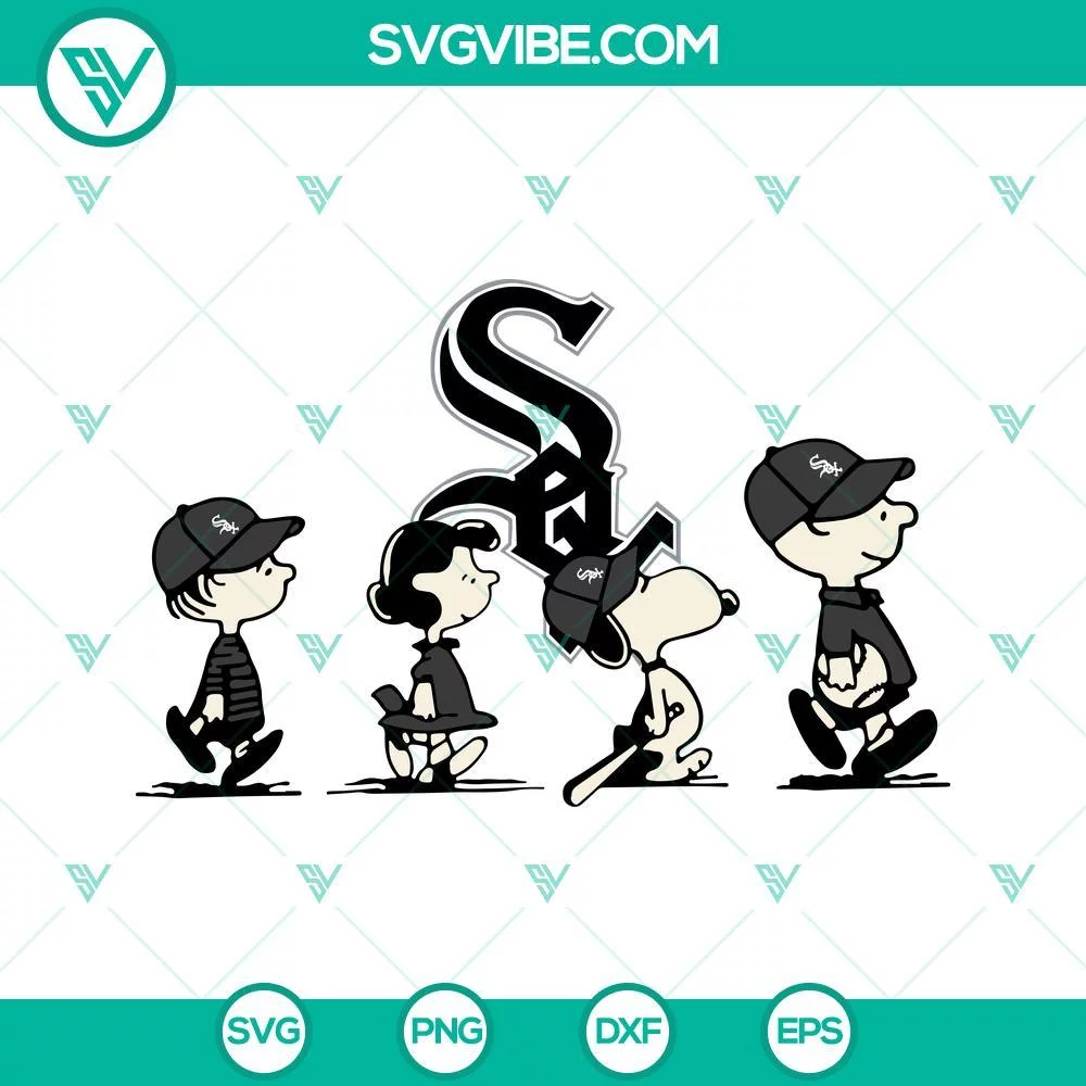 Sports, SVG Files, Snoopy Charlie Brown Chicago White Sox SVG Image PNG DXF EPS 1