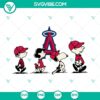 Snoopy and Charlie Brown Los Angeles Angels baseball team logo SVG for download. Perfect for Cricut projects. SEO friendly.