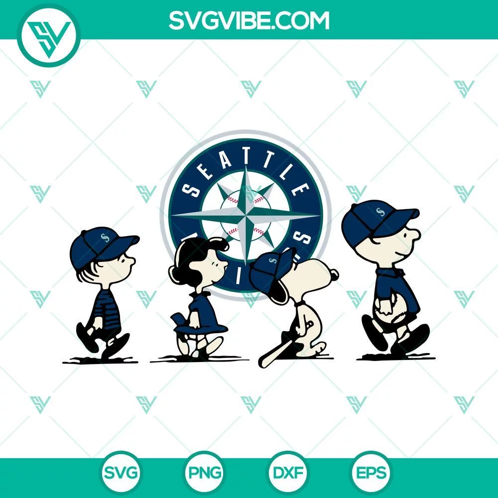 Sports, SVG Files, Snoopy Charlie Brown Seattle Mariners SVG Download PNG DXF 1