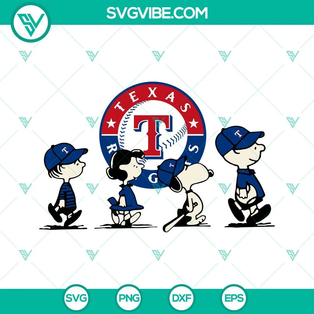 Sports, SVG Files, Snoopy Charlie Brown Texas Rangers SVG Images PNG DXF EPS 1