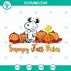 Snoopy Fall Vibes and Halloween SVG files with pumpkins, perfect for seasonal crafting projects.