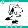 Snoopy ice skating SVG file for winter and Christmas, featuring festive holiday design.
