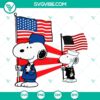 Patriotic Snoopy SVG featuring Snoopy in military attire with American flag, ideal for patriotic-themed projects and products.