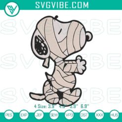 Snoopy Mummy embroidery design from Peanuts Halloween collection, available as machine file. Perfect for spooky season crafts.