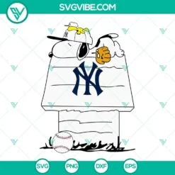 Cartoons, Sports, SVG Files, Snoopy New York Yankees SVG File PNG DXF EPS Cut 2