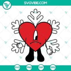 Christmas, Musics, SVG Files, Snowflake Bad Bunny Heart Christmas SVG Download, 2