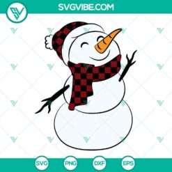 Buffalo Plaid Snowman SVG file for Christmas, downloadable in PNG, DXF, and EPS formats.