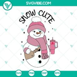 Christmas, SVG Files, Snowman with Stanley Cup and bag SVG Image, Snow Cute 3