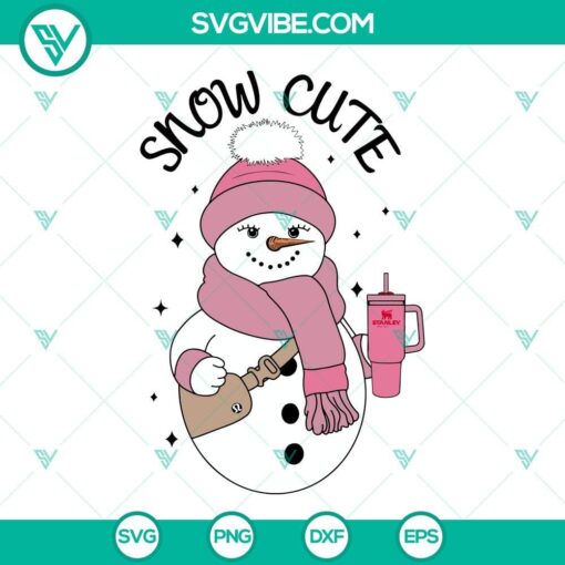 snowman with stanley cup and bag svg snow cute christmas with stanley svg png dxf eps files 5 mockup