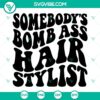 Smiley hairdresser SVG design for bomb ass hair stylist, trendy digital file for download.
