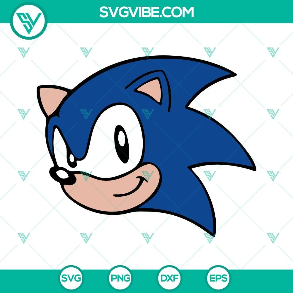 Movies, SVG Files, Sonic Head SVG Image, Sonic The Hedgehog SVG Images PNG DXF 1