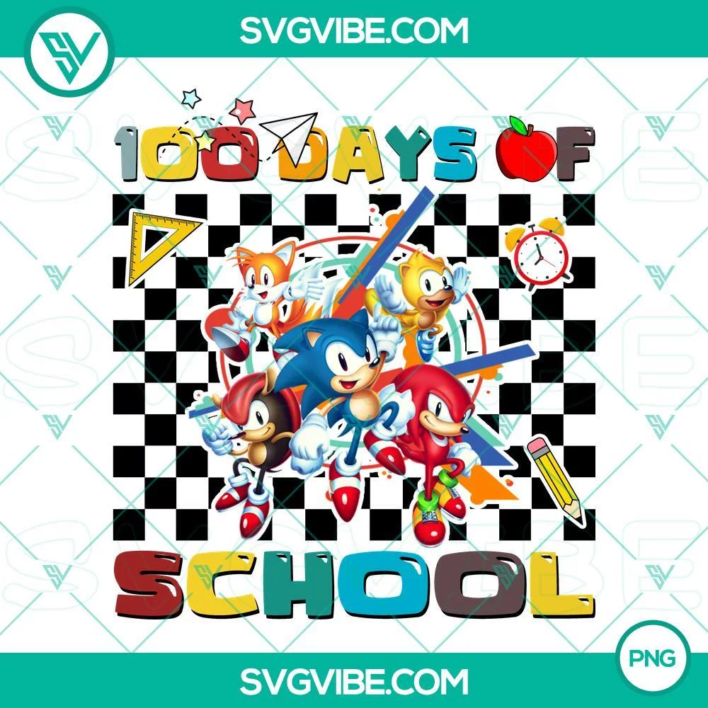 PNG Files, School, Sonic the Hedgehog 100 Days Of School PNG Image File Designs 1