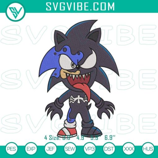 sonic venom machine embroidery design pattern files mockup