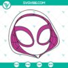 Spider Gwen logo SVG with white spider design, Ghost Spider SVG file in PNG and DXF formats.